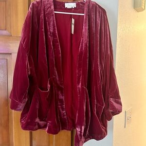 Anthropologie Velvet Burgundy Jacket